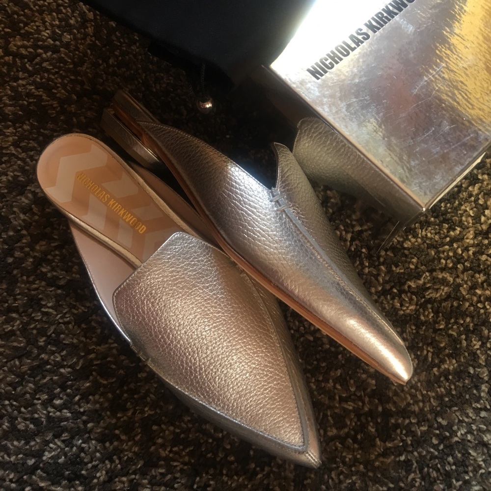 NIB NICHOLAS KIRKWOOD Beya Mules Loafer Silver 39 - Picture 6 of 8